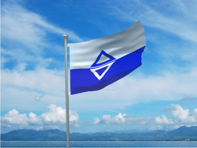 本人設計的台灣海軍旗，下半部用海軍藍，呈現海洋的國家意象