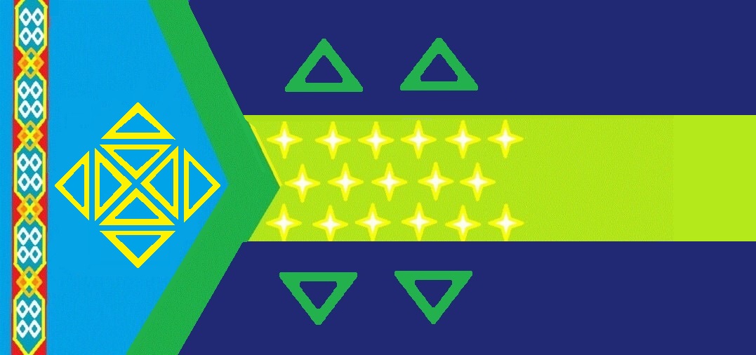 _台紋金剛十字旗_設計理念_17個星星象徵17個民族、_淺藍象徵藍天、_深藍象