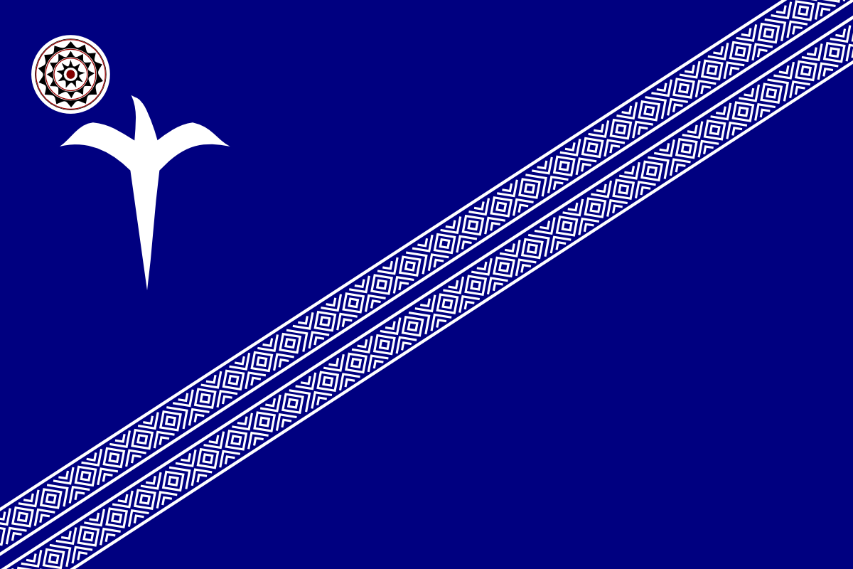 百合花、達悟族的 mata 與原住民織紋為主體的旗。_抽象百合花在設計的時候