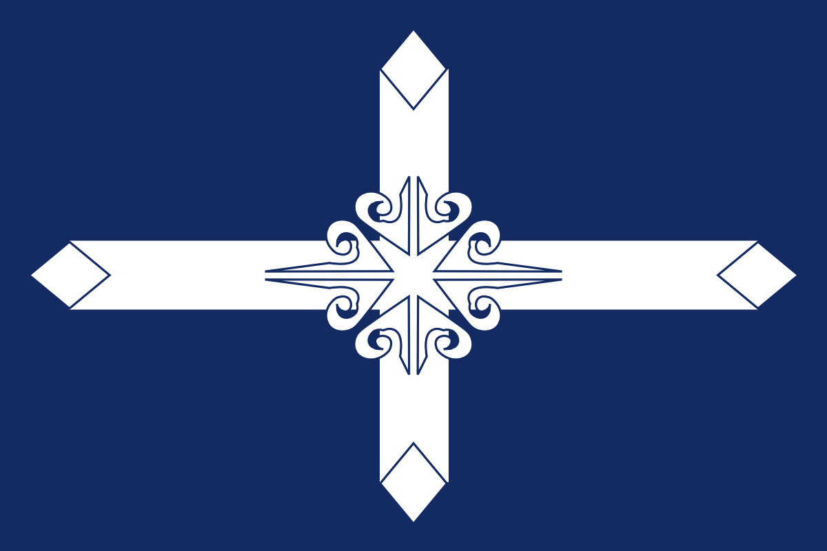 靈感來自澳洲的 Eureka flag。結合了十字，菱形，與海浪紋菱形。_中